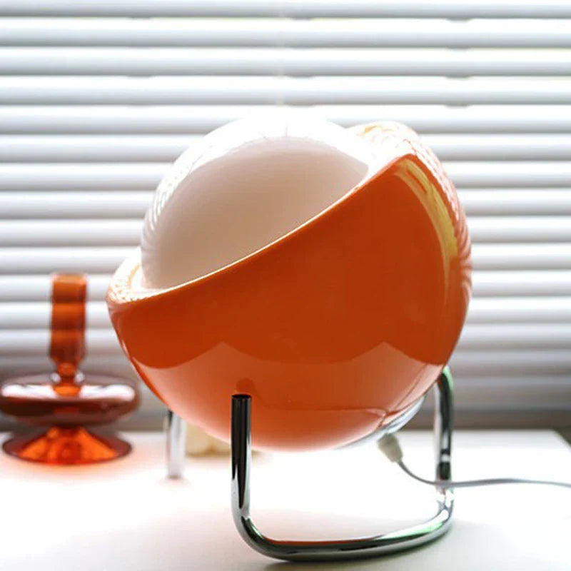 Kalsten | Aurivio Table Lamp | Glass & Stainless Steel | Retro-Nordic Design | LED Night Light Beige/Orange | Ø21×H25 cm