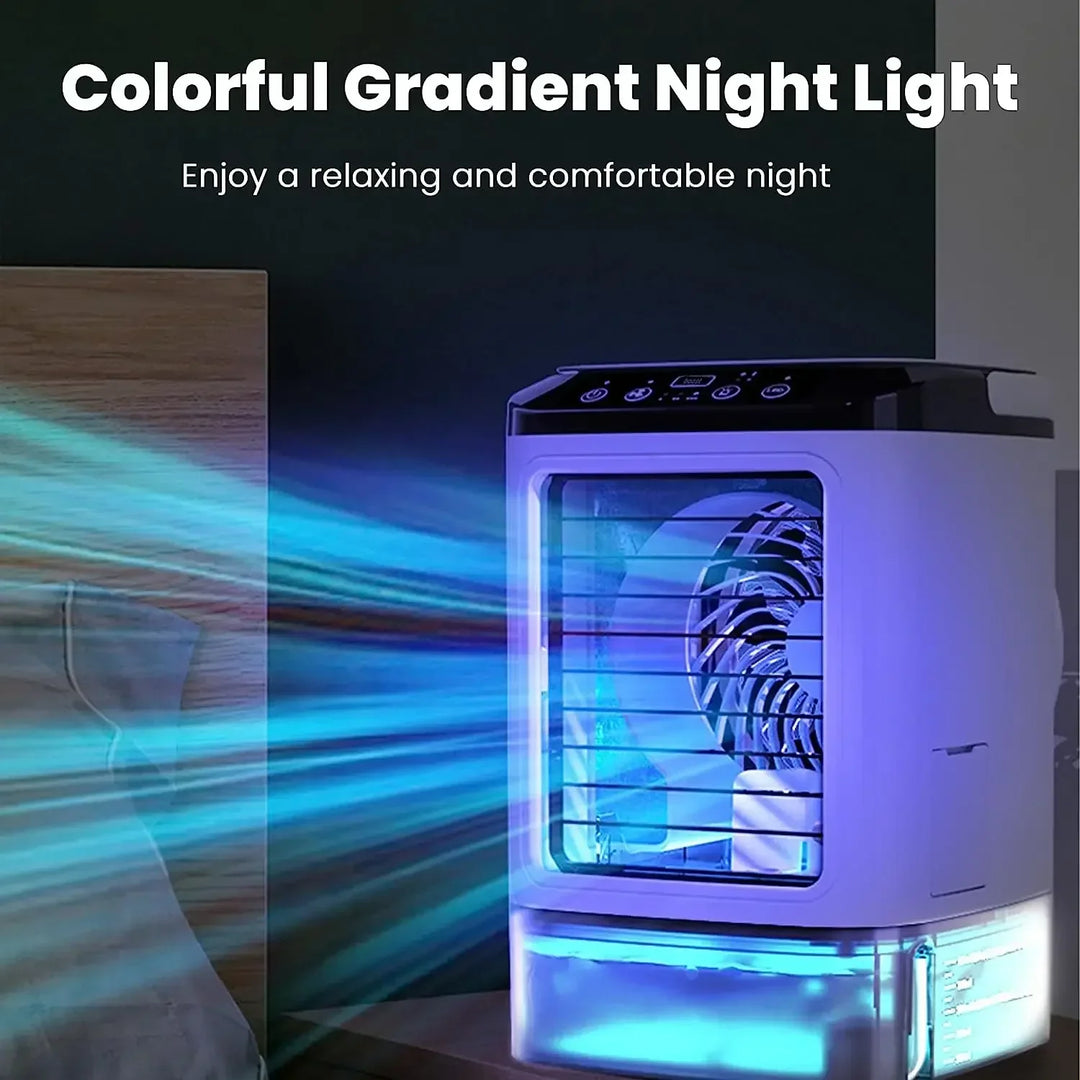 Air Conditioner Portable Fan Desktop Dual Spray Ultrasonic Atomization 3-Speed Mute Air Cooler Night Light Electric Fan for Home | Kalsten