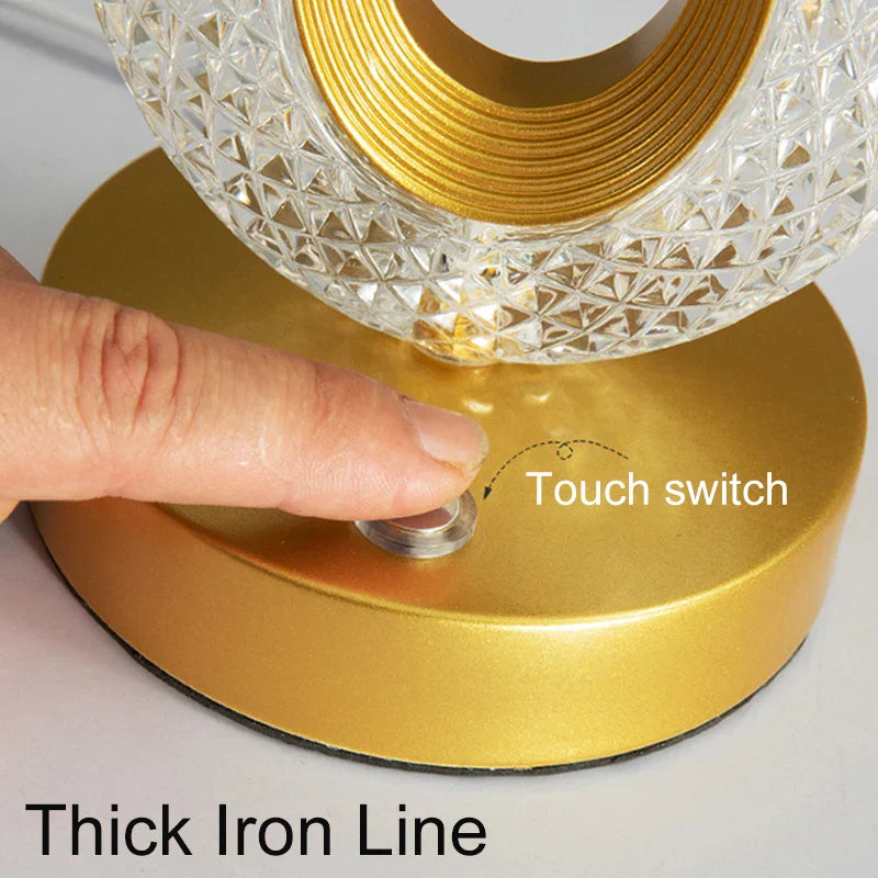 Crystal LED Table Lamp: Dimmable, USB Charging, Touch & Remote Control | Noxord