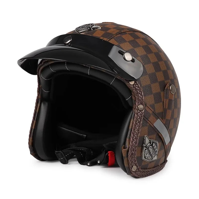 Noxord | Retro Motorcycle Helmet – Kael – (Open Face 3/4)