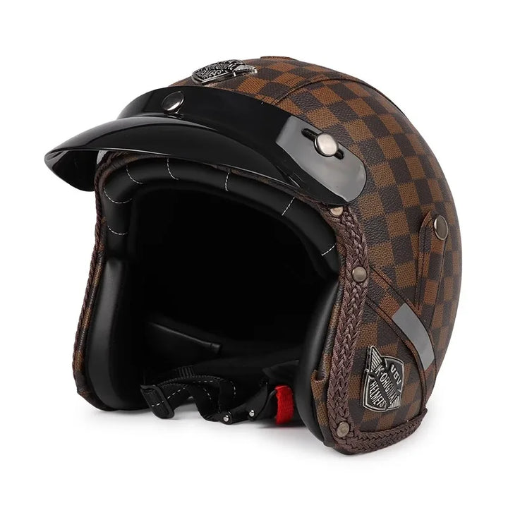 Noxord | Retro Motorcycle Helmet – Kael – (Open Face 3/4)