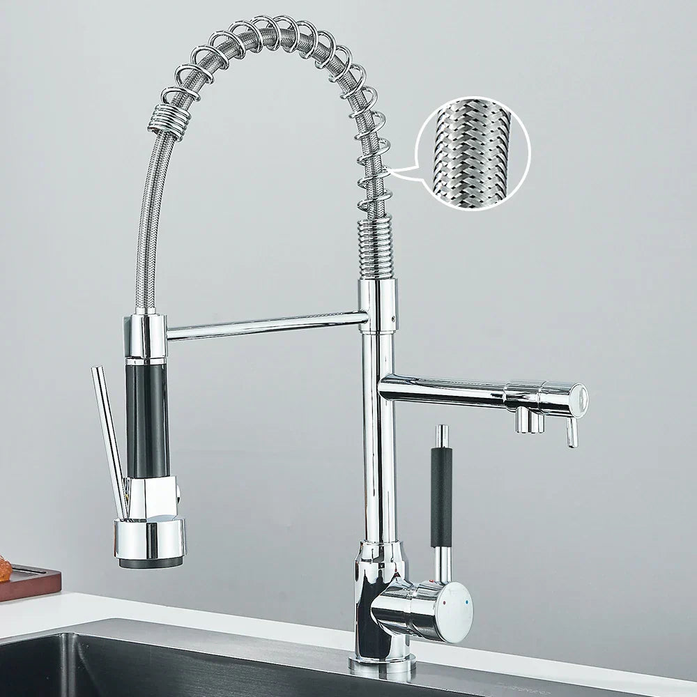 Faucet with Double Spout – High-Quality Faucet for Flexible Washing, Swivable, Ideal for Modern Kitchens, Easy to Clean and Simple Installation | Kalsten