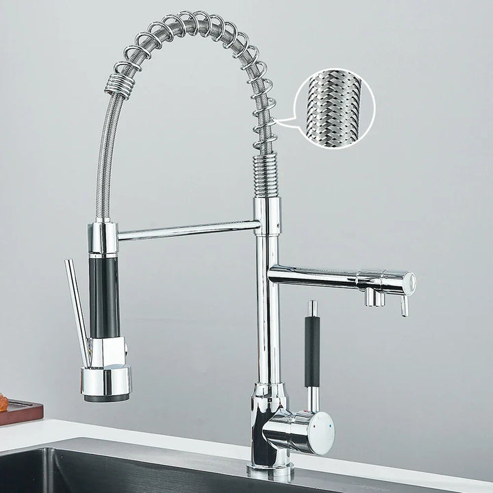 Faucet with Double Spout – High-Quality Faucet for Flexible Washing, Swivable, Ideal for Modern Kitchens, Easy to Clean and Simple Installation | Kalsten