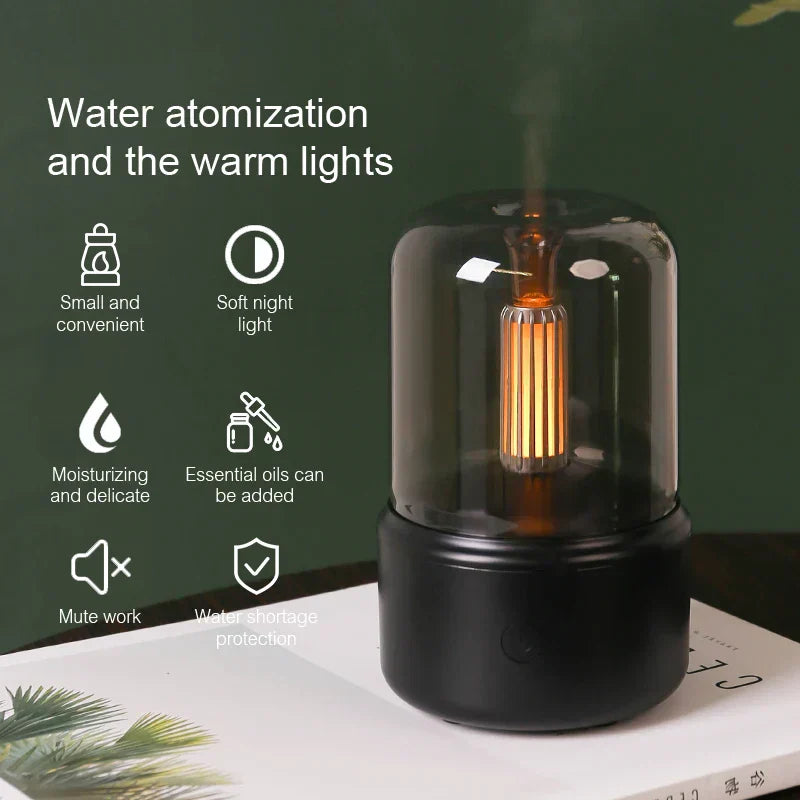 Kalsten | Retro Aroma Diffuser with Night Light - USB Essential Oil Air Humidifier for Home and Office