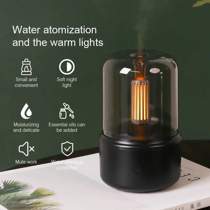 Kalsten | Retro Aroma Diffuser with Night Light - USB Essential Oil Air Humidifier for Home and Office