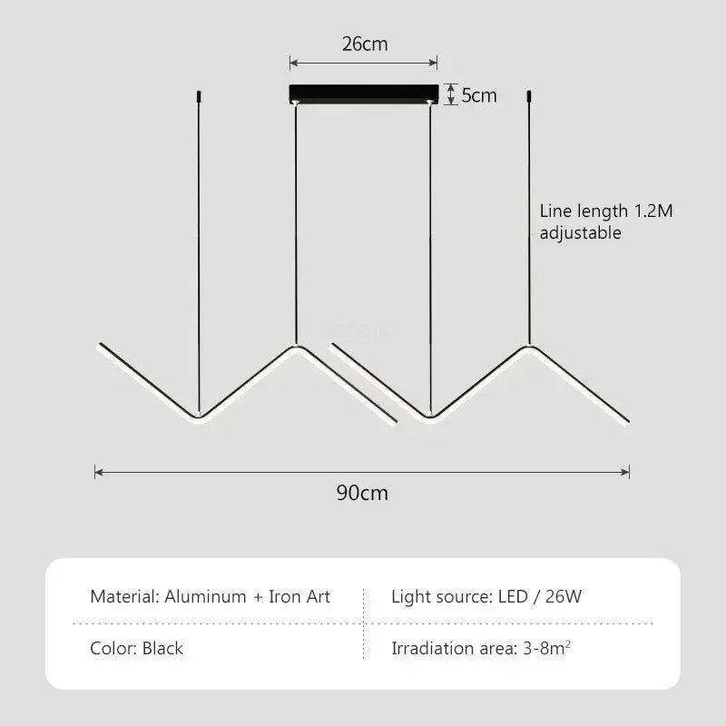 Modern LED Pendant Light – 90cm 2-Head Adjustable Fixture with Remote Control, Dimmable, for Living Room, Bedroom, Hotel, and Study | Kalsten