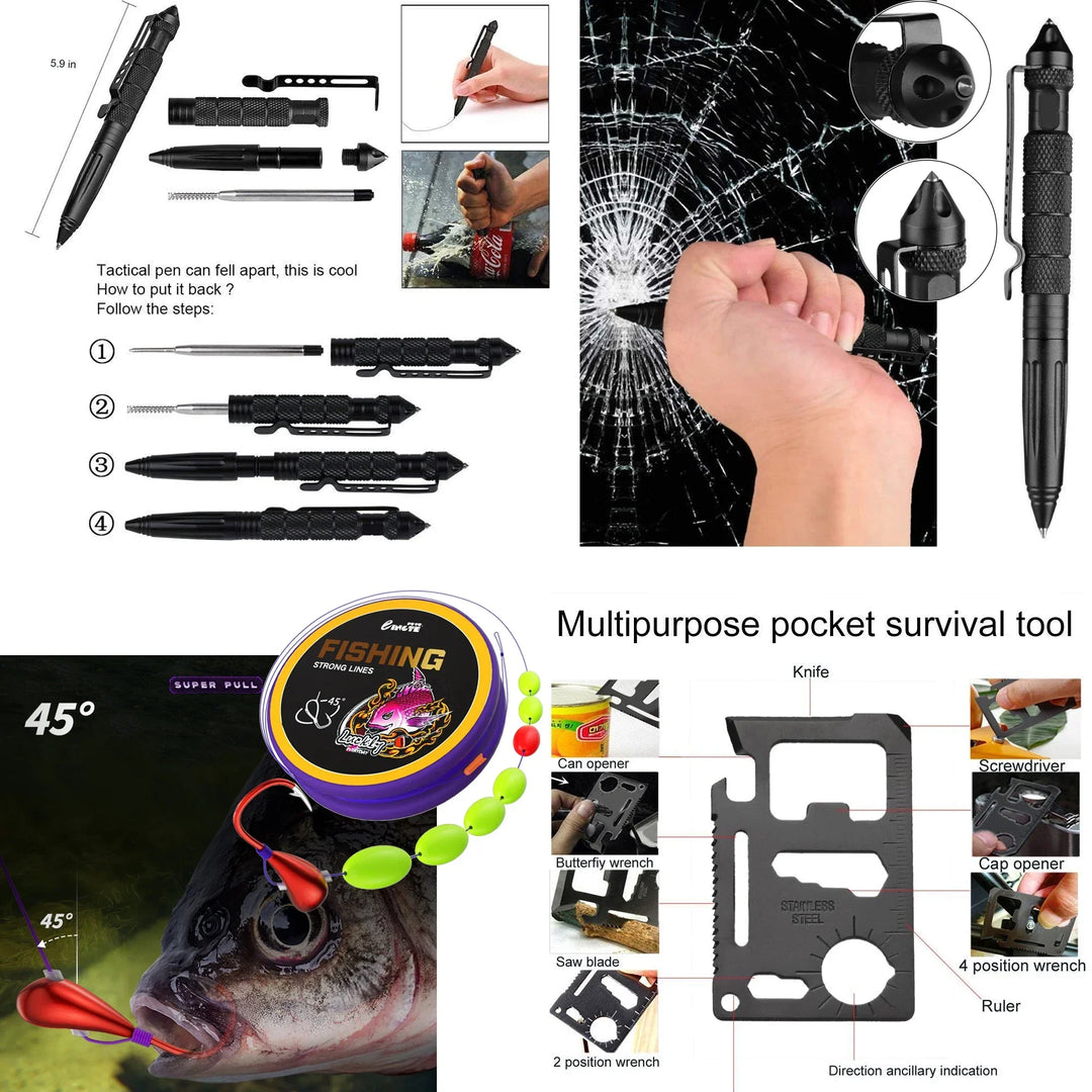 Kalsten | Survivora24 Emergency Set | 24-Piece Outdoor Survival Kit with First Aid Equipment | For Hiking, Camping, Disaster Protection & Adventure