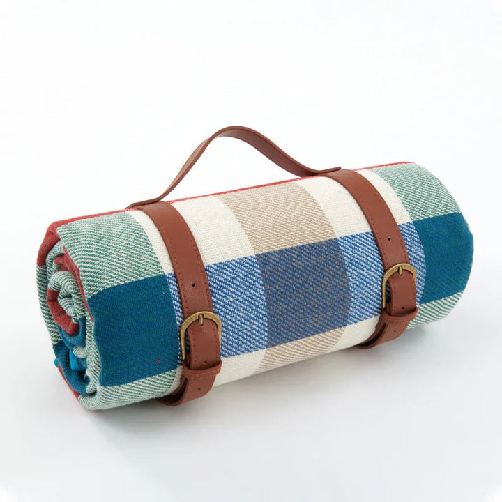 Picnic blanket waterproof with leather carrying strap | Kalsten