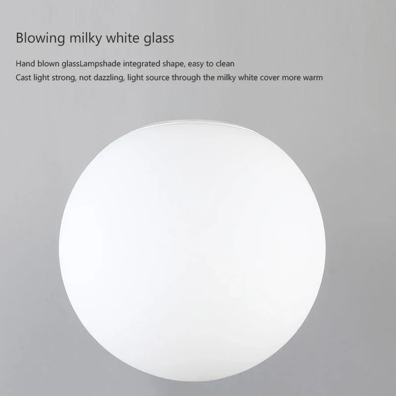 LED Ceiling Light with Glass White Ball | Minimalist Indoor Lighting Fixture | Kalsten