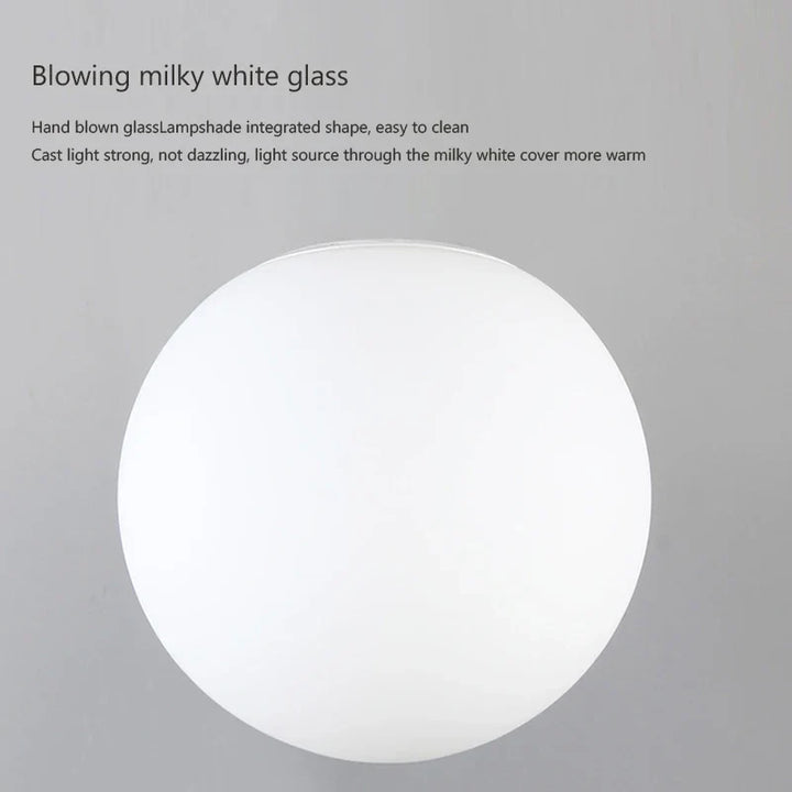 LED Ceiling Light with Glass White Ball | Minimalist Indoor Lighting Fixture | Kalsten