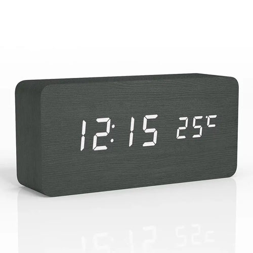 Wood Digital Alarm Clock – LED Display