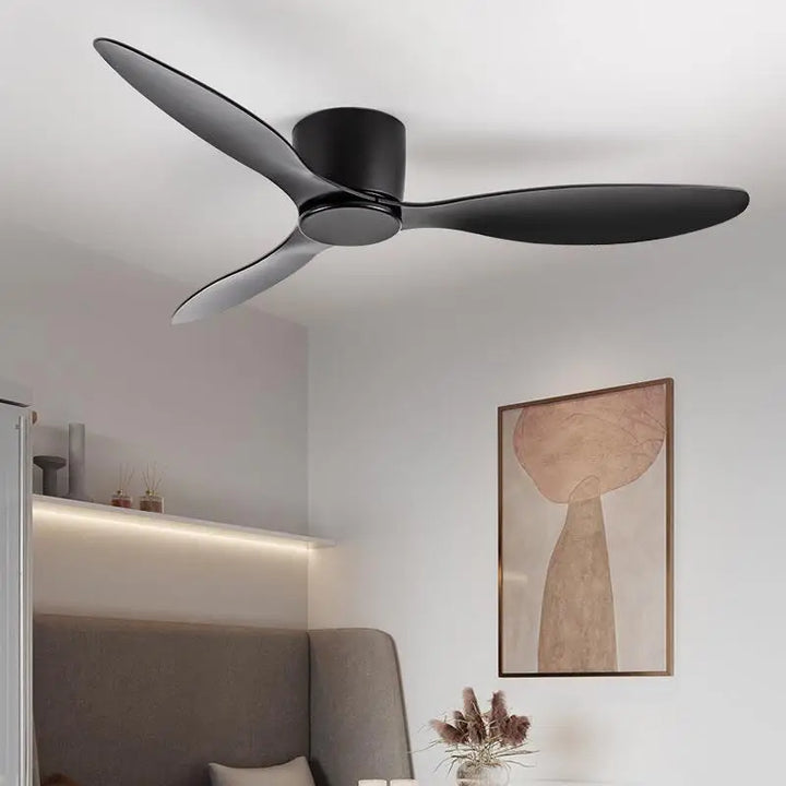42-52 Inch Ceiling Fans with DC Motor — Remote Control Low Floor Cooling Fans, No Light, White Wood & Black Options | Kalsten