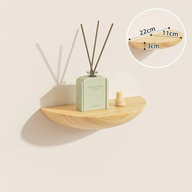 Kalsten | Half-Round Wooden Floating Shelf - Modern Wall-Mounted Display for Home & Bathroom