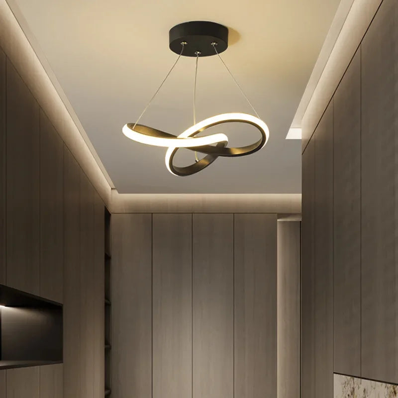 Modern LED Line Pendant Light – 24/30cm Aluminum Hanging Lamp for Entrance, Living Room, and Restaurant Indoor Lighting | Kalsten