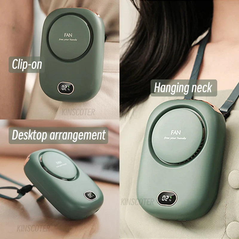 Portable Hanging Neck Fan – Mini Bladeless Cooling Waist Fan, USB Rechargeable for Outdoor Sports and Travel | Kalsten