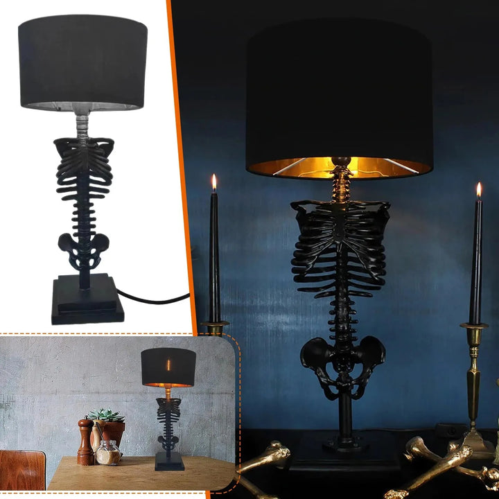 Gothic Skeleton Table Lamp – Handmade