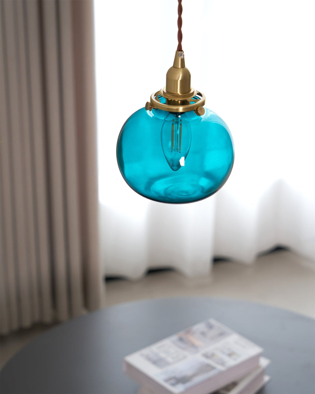 Pendant Light Glass 5.1 in Adjustable Living Room Bedroom Bathroom Hanging Ceiling Lamp Retro Style | Kalsten