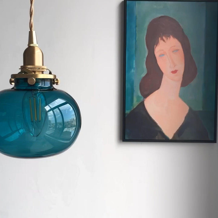 Pendant Light Glass 5.1 in Adjustable Living Room Bedroom Bathroom Hanging Ceiling Lamp Retro Style | Kalsten