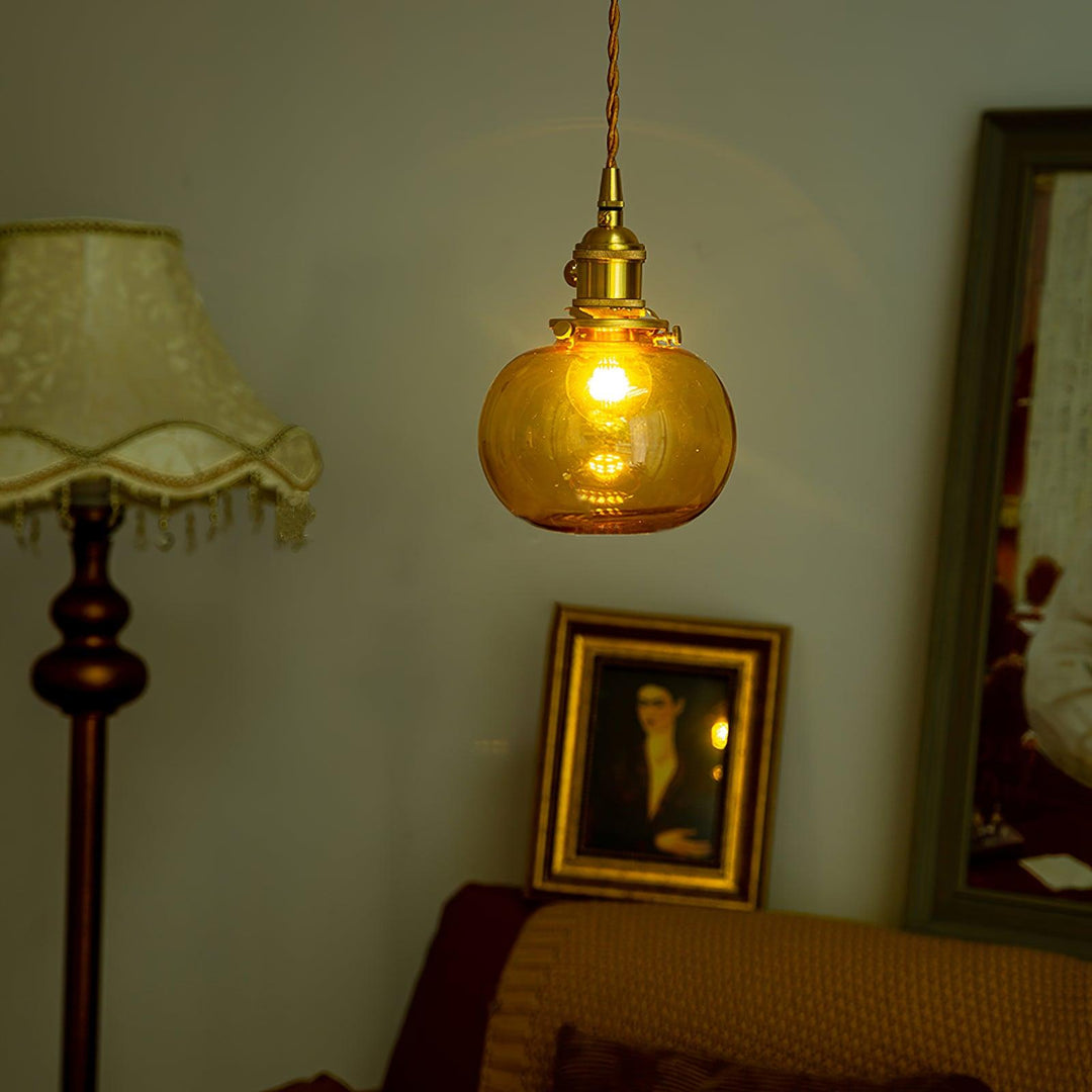 Pendant Light Glass 5.1 in Adjustable Living Room Bedroom Bathroom Hanging Ceiling Lamp Retro Style | Kalsten