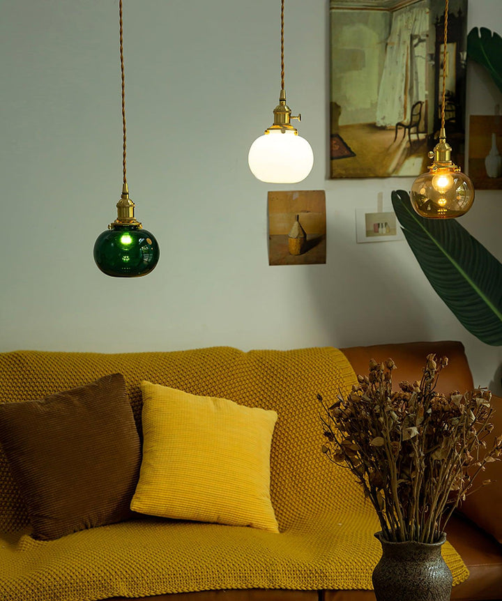 Pendant Light Glass 5.1 in Adjustable Living Room Bedroom Bathroom Hanging Ceiling Lamp Retro Style | Kalsten