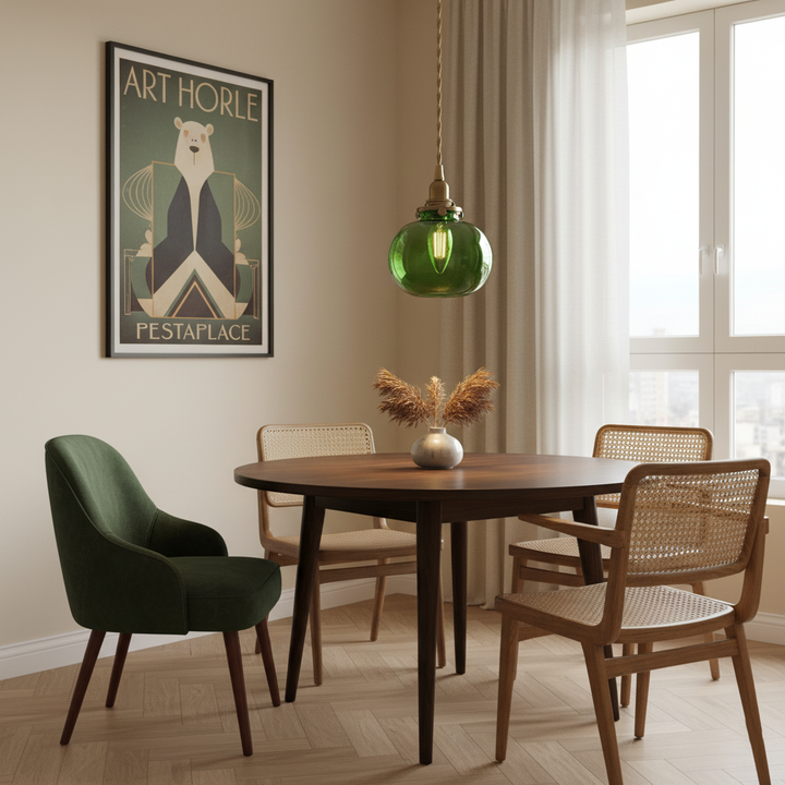 Pendant Light Glass 5.1 in Adjustable Living Room Bedroom Bathroom Hanging Ceiling Lamp Retro Style | Kalsten
