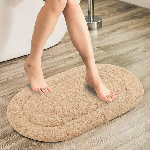 Soft Microfiber Non-Slip Bath Mat – Quick-Drying Oval Bathroom Rug for Ultimate Comfort and Safety