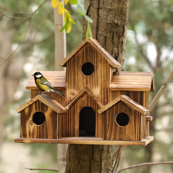 NestHaven Wooden Birdhouse With 6 Rooms | Kalsten