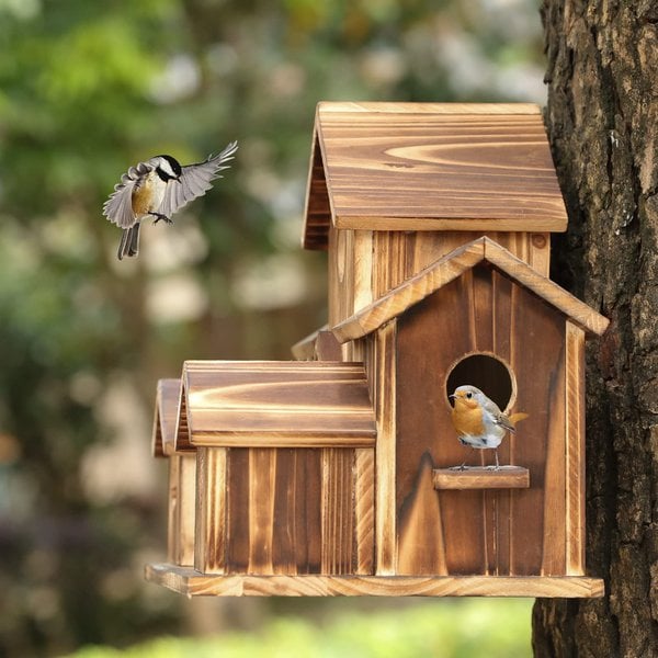 BosNest Wooden Birdhouse with 6 Entrances for the Garden | Kalsten