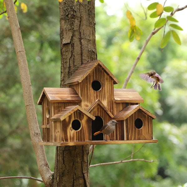NestHaven Wooden Birdhouse With 6 Rooms | Kalsten