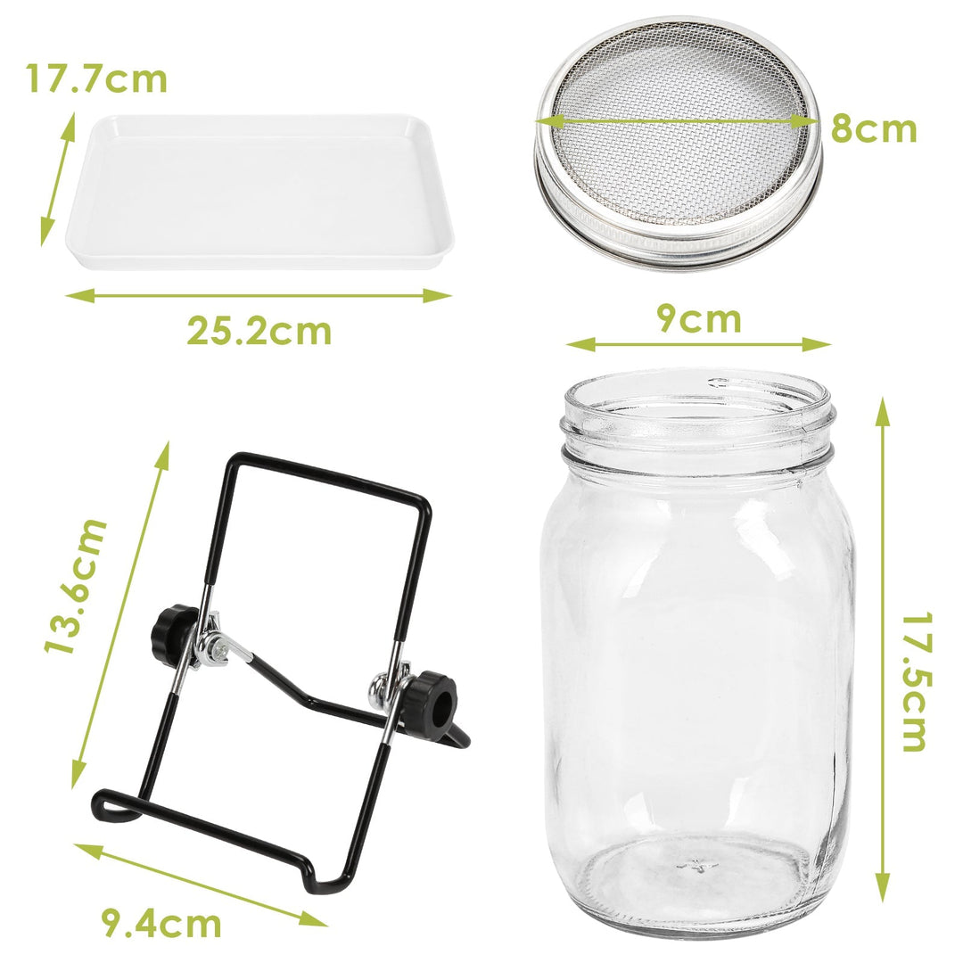 Sprouting glass germination glass 2pcs with lid & sieve 950ML | Kalsten