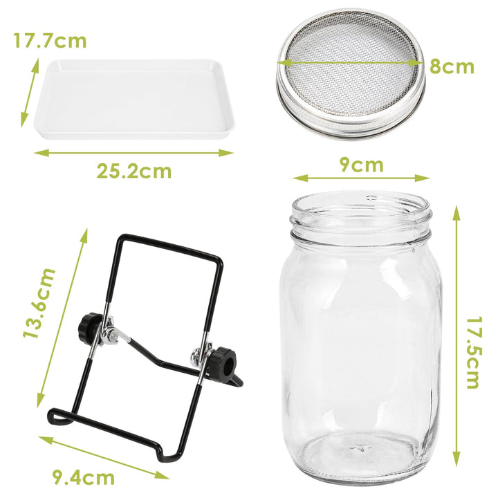 Sprouting glass germination glass 2pcs with lid & sieve 950ML | Kalsten