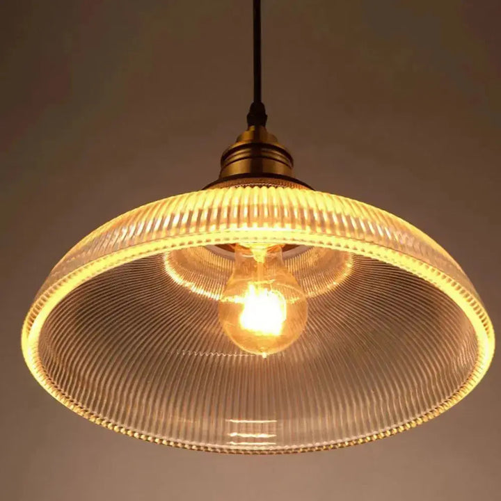 Retro Luxe Glass Pendant Lamp - Vintage Stripe Design for Coziness and Atmosphere Noxord