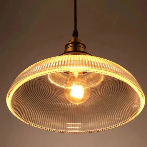 Retro Luxe Glass Pendant Lamp - Vintage Stripe Design for Coziness and Atmosphere Noxord