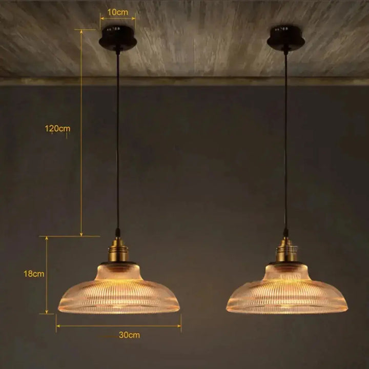 Retro Luxe Glass Pendant Lamp - Vintage Stripe Design for Coziness and Atmosphere Noxord