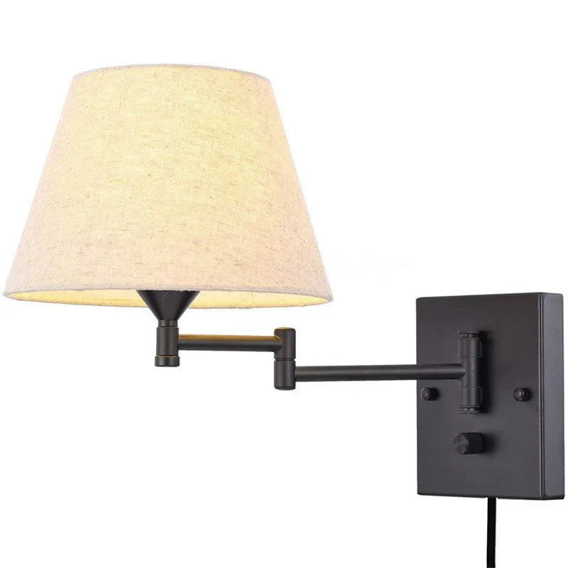 Swiveling wall lamp with fabric shade - Adjustable LED wall lamp for bedroom & living room | Kalsten