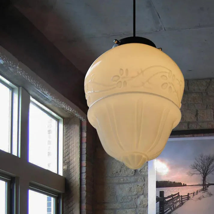 Vintage Geometric Hanging Lamp made of Matte Glass – Retro Pendant Light for Dining Room | Kalsten
