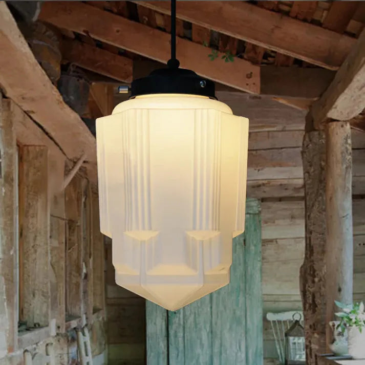 Vintage Geometric Hanging Lamp made of Matte Glass – Retro Pendant Light for Dining Room | Kalsten