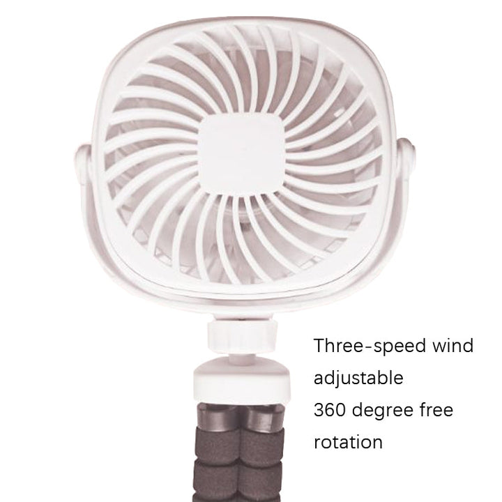 Octopus Stroller Deformation Fan Desktop Portable Handheld USB Small Fan, Colour: 1200mAh White | Kalsten