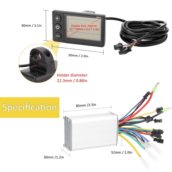 Kalsten | S866 A Typ Electric Bicycle Universal Electric Bicycle Dashboard Set, Specification: 36V / 48V