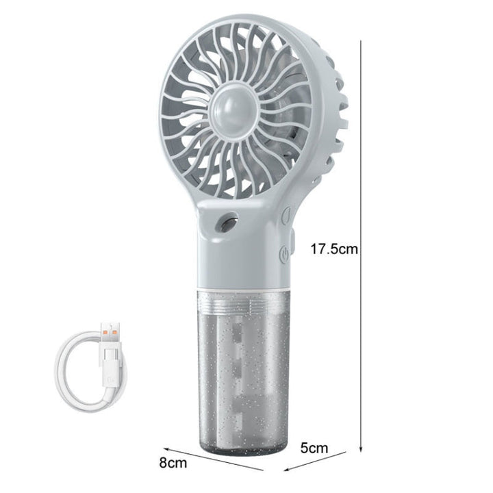 USB Rechargeable Handheld Misting Fan Portable Hydration Electrical Fan(Grey) | Kalsten