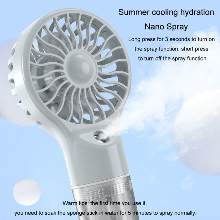 USB Rechargeable Handheld Misting Fan Portable Hydration Electrical Fan(Grey) | Kalsten