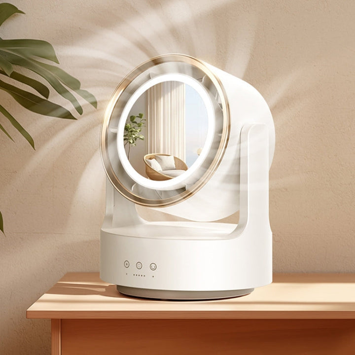 3 In 1 Multifunctional Desktop Fan with LED Light Cosmetic Mirror USB Plug Non-Oscillating | Kalsten