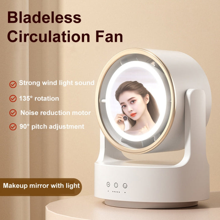 3 In 1 Multifunctional Desktop Fan with LED Light Cosmetic Mirror Rechargeable Oscillating | Kalsten