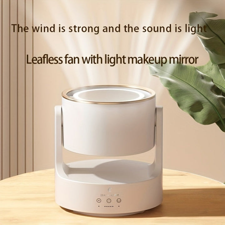3 In 1 Multifunctional Desktop Fan with LED Light Cosmetic Mirror USB Plug Non-Oscillating | Kalsten