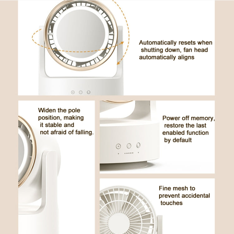 3 In 1 Multifunctional Desktop Fan with LED Light Cosmetic Mirror USB Plug Non-Oscillating | Kalsten