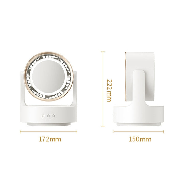 3 In 1 Multifunctional Desktop Fan with LED Light Cosmetic Mirror Rechargeable Oscillating | Kalsten