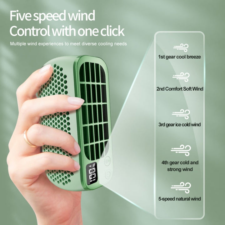 USB Charging Digital Display Portable Bladeless Outdoor Mini Night Light Fan(Green) | Kalsten