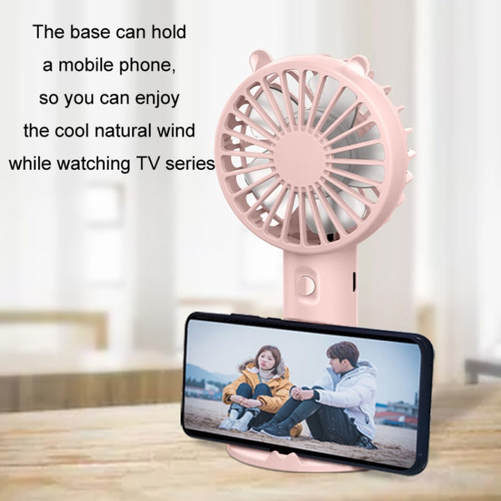 Mini USB Handheld Fan Rechargeable Portable Desktop Phone Holder(Pink) | Kalsten