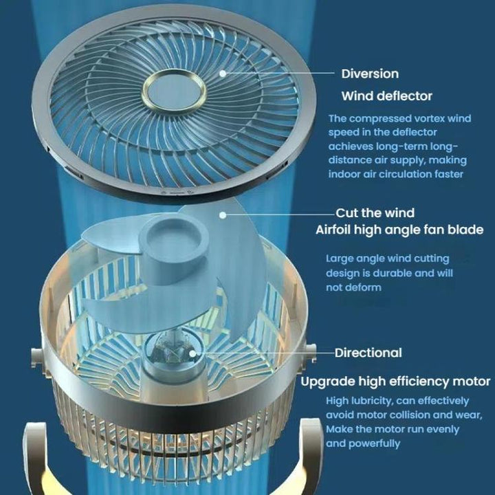 Air Circulation Fan Turbo Light Convection Standing Fan Remote Control Timer Floor Fan, Style: Rechargeable | Kalsten
