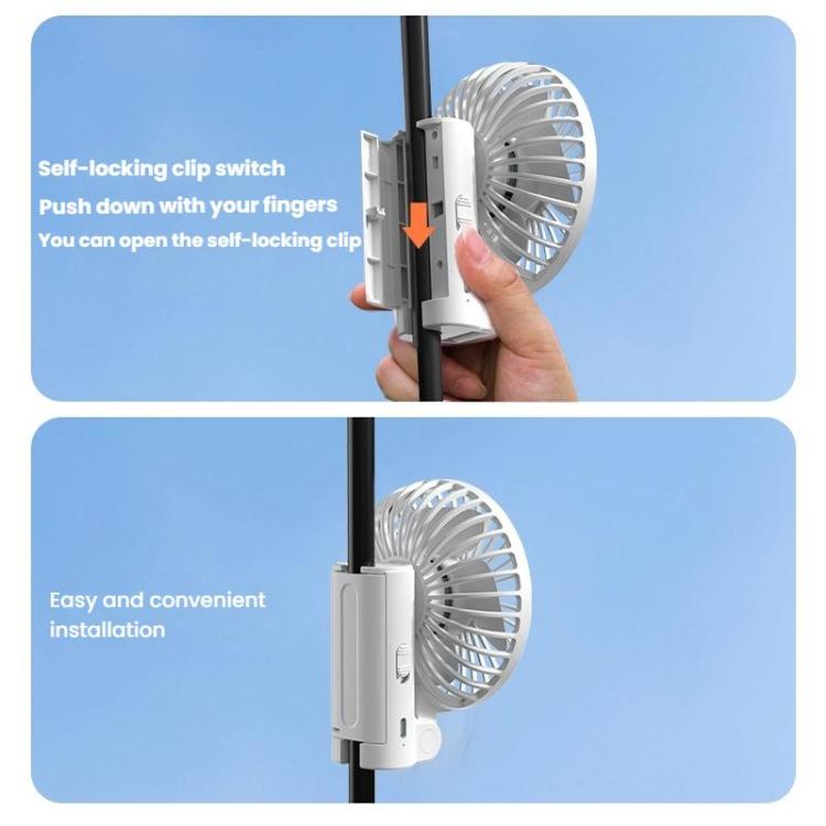 Folding Hanging Umbrella Fan USB Handheld Portable Umbrella Clip Fan Compact Desktop Fan(Black) | Kalsten